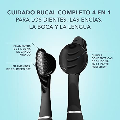 FOREO ISSA 3 Cepillo de dientes sónico, recargable y ultra higiénico con silicona y polímero PBT, cabezal remplazable cada 6 meses, 16 intensidades, 365 días de carga USB,Black