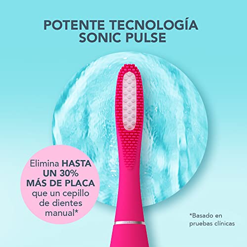 FOREO ISSA 3 Cepillo de dientes sónico, recargable y ultra higiénico con silicona y polímero PBT, cabezal remplazable cada 6 meses, 16 intensidades, 365 días de carga USB, Fuchsia