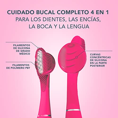 FOREO ISSA 3 Cepillo de dientes sónico, recargable y ultra higiénico con silicona y polímero PBT, cabezal remplazable cada 6 meses, 16 intensidades, 365 días de carga USB, Fuchsia