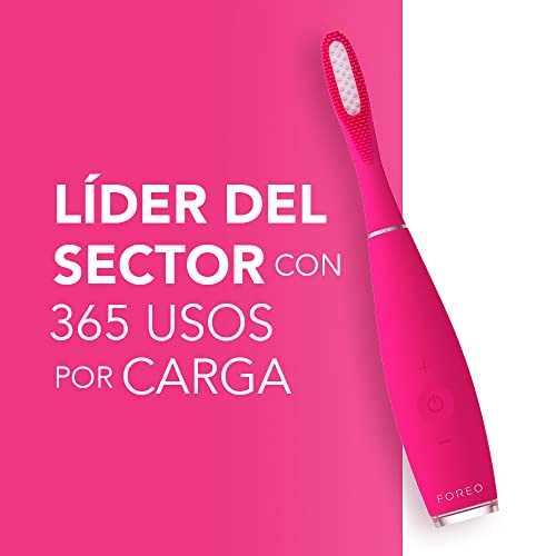 FOREO ISSA 3 Cepillo de dientes sónico, recargable y ultra higiénico con silicona y polímero PBT, cabezal remplazable cada 6 meses, 16 intensidades, 365 días de carga USB, Fuchsia