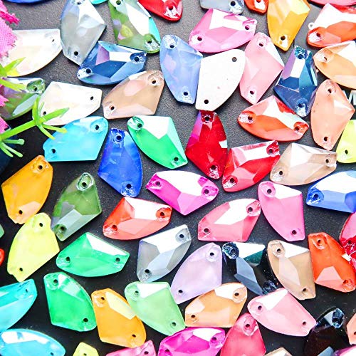 Forma de hacha gelatina caramelo cristal flatback con dos agujeros coser cuentas de diamantes de imitación para ropa zapatos bolsas accesorios de bricolaje recortar