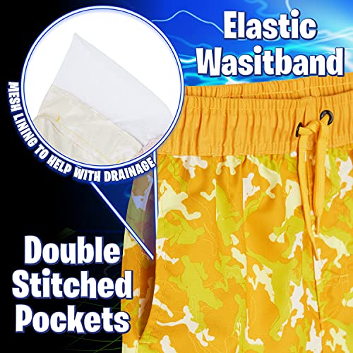 Fortnite Bañador Niño, Pantalones Cortos Niño con Estampado Camuflaje, Bermudas Niño para Playa Piscina, Bañadores Niño de Secado Rapido, Regalos para Niños y Adolescentes (Amarillo, 11-12 años)