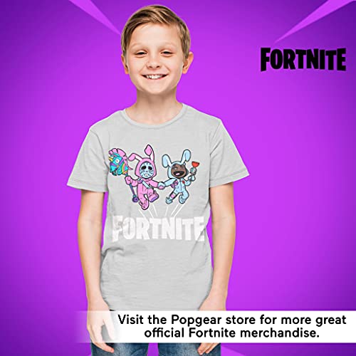 Fortnite Camiseta para Niño, T-Shirt Oficial, 7-14 Años, Color Gris Jaspeado