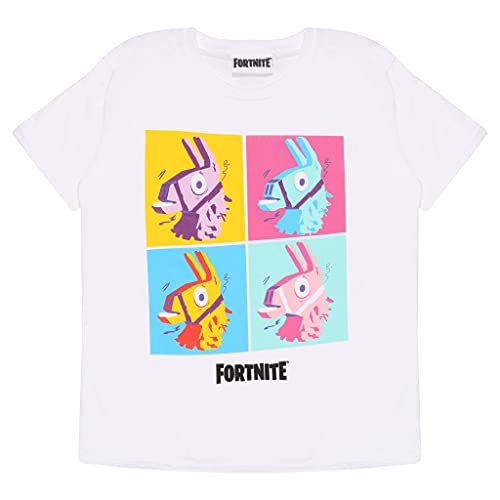 Fortnite Lama Pop Art Jungen T-Shirt Camiseta, Weiß, 140 para Niños