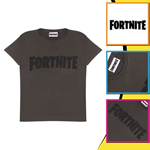 Fortnite Logotipo del Texto Camiseta de los Muchachos Carbón 140