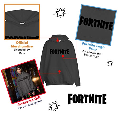 Fortnite Logotipo del Texto Hombres Sudadera con Capucha suéter Carbón 3XL | Interruptor Xbox PS4 PS5 para Hombre Camisa con Capucha, Idea Gamer Regalo de cumpleaños para los individuos