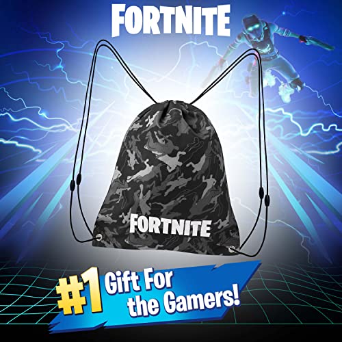 Fortnite Mochila de Cuerdas para Niños, Bolsas de Tela con Cordón para El Colegio Deportes Playa, Mochila para Gimnasio