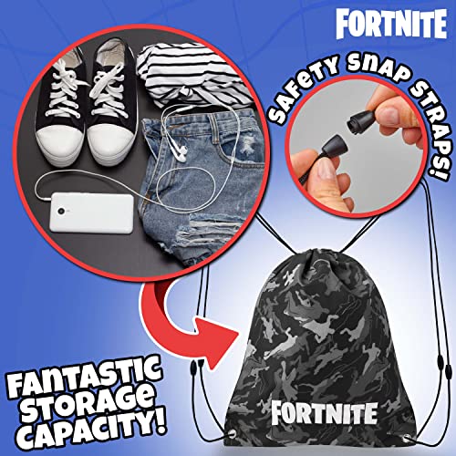 Fortnite Mochila de Cuerdas para Niños, Bolsas de Tela con Cordón para El Colegio Deportes Playa, Mochila para Gimnasio
