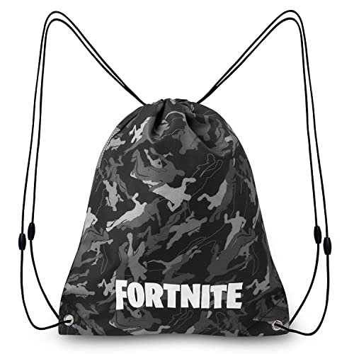 Fortnite Mochila de Cuerdas para Niños, Bolsas de Tela con Cordón para El Colegio Deportes Playa, Mochila para Gimnasio
