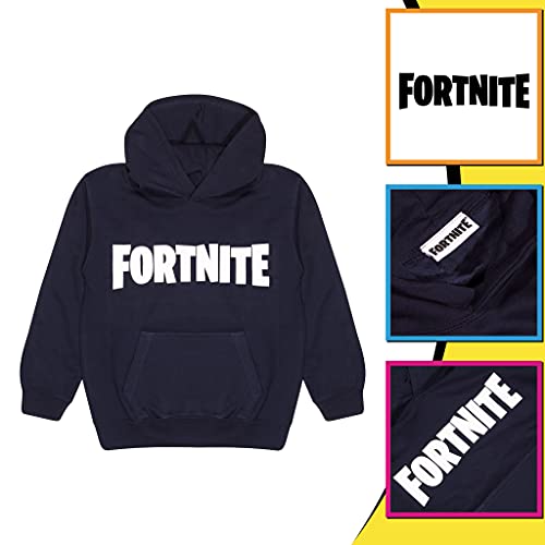 Fortnite Sudadera con capucha con logotipo de texto para niño, azul marino, 7-8 Years