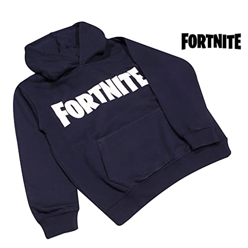 Fortnite Sudadera con capucha con logotipo de texto para niño, azul marino, 7-8 Years