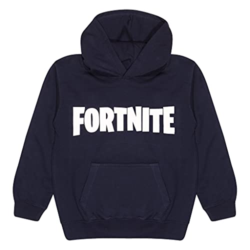 Fortnite Sudadera con capucha con logotipo de texto para niño, azul marino, 7-8 Years