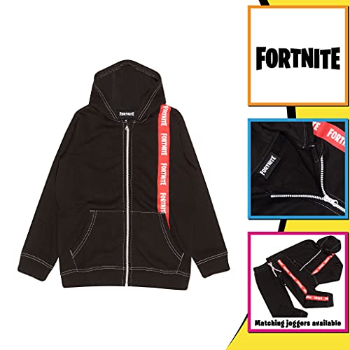 Fortnite Text Logo Girls Zipped Hoodie Red/Black Sudaderas con Capucha Modernas, Rojo/Negro, 9-10 Años para Niñas