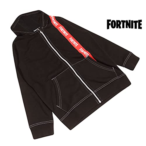 Fortnite Text Logo Girls Zipped Hoodie Red/Black Sudaderas con Capucha Modernas, Rojo/Negro, 9-10 Años para Niñas