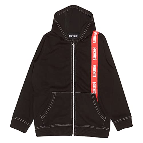 Fortnite Text Logo Girls Zipped Hoodie Red/Black Sudaderas con Capucha Modernas, Rojo/Negro, 9-10 Años para Niñas