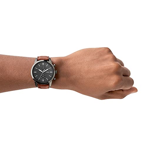 FOSSIL Reloj para Hombre Townsman, Tamaño de Caja de 44 mm, Movimiento de Cronógrafo de Cuarzo, Correa de Cuero, Marrón