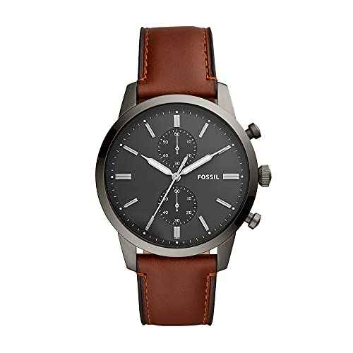 FOSSIL Reloj para Hombre Townsman, Tamaño de Caja de 44 mm, Movimiento de Cronógrafo de Cuarzo, Correa de Cuero, Marrón