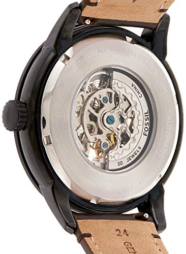 FOSSIL Reloj para Hombre Townsman, Tamaño de Caja de 48 mm, Movimiento Mecánico Automático, Correa de Cuero, Marrón