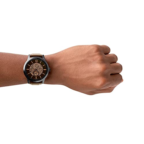 FOSSIL Reloj para Hombre Townsman, Tamaño de Caja de 48 mm, Movimiento Mecánico Automático, Correa de Cuero, Marrón