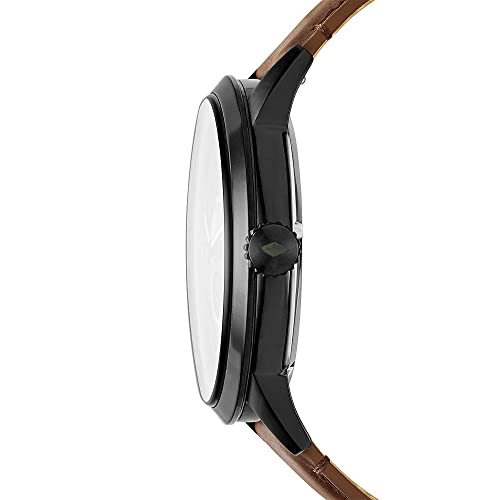 FOSSIL Reloj para Hombre Townsman, Tamaño de Caja de 48 mm, Movimiento Mecánico Automático, Correa de Cuero, Marrón