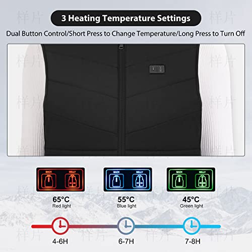 FOTFLACE Chaleco calefactable para hombre y mujer, con batería recargable de 10000 mAh, 3 temperaturas ajustables, chaqueta calefactable para exteriores(XL)
