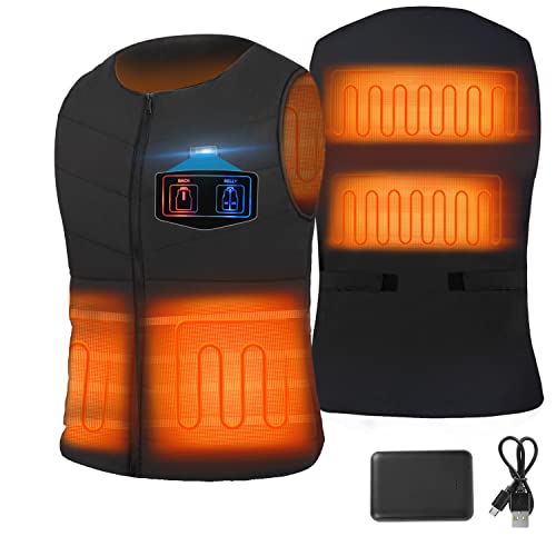 FOTFLACE Chaleco calefactable para hombre y mujer, con batería recargable de 10000 mAh, 3 temperaturas ajustables, chaqueta calefactable para exteriores(XL)