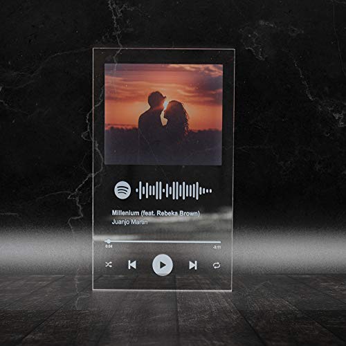 Foto Personalizada CÓDIGO DE CANCIÓN Llavero DE SPOTIFY Personalizado Tablero DE MÚSICA ACRÍLICO con CÓDIGO DE SPOTIFY ESCANEABLE para Reproducir, Regalo (Blanco, Placa 10 x 15 cm)