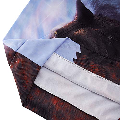 Freshhoodies Niños Sudaderas con Capucha 3D Lobo Colorida Gráfico Divertido Manga Larga Galaxia Pull-Over Unisexo Suéter Deporte Capucha Blanco Rojo 13-16 Años (XXXL)