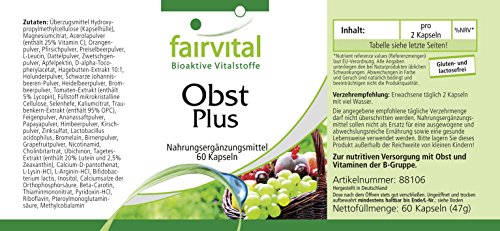 Fruta y Verdura Plus - 120 Cápsulas - VEGANO - polvo de fruta y verdura de alta calidad con enzimas y cultivos benevolentes - multivitamínico - Calidad Alemana