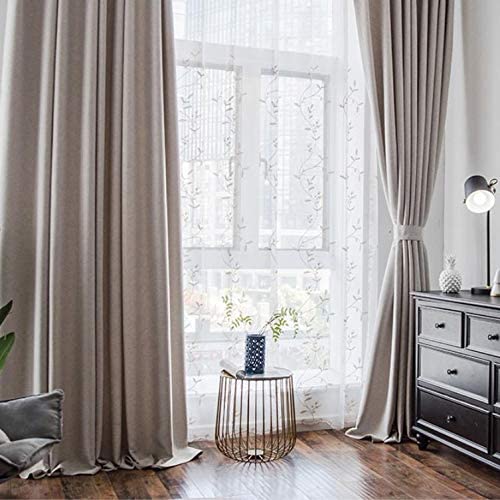 FTFTO Full Blackout Solid Color Curtains Thermal Insulated Linen Curtain for Living Room Bedroom Valances Modern Drapes 1 Pc-Pink W300h270cm(118106inch) (Beige W250*H270cm(98 * 106inch))