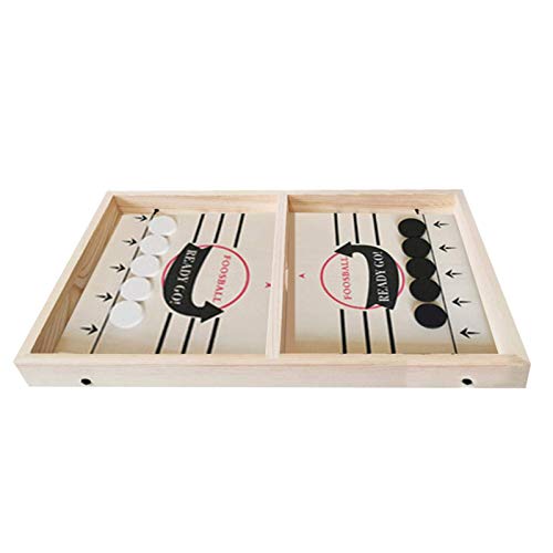 FTFTO Game Set Fast Sling Puck Game Large Size Portable Battle Board Games Toy Set Table Desktop Battle 2 in 1 Ice Hockey Game Wooden Desktop Hockey Table Game for Kids and Adults