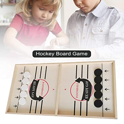 FTFTO Game Set Fast Sling Puck Game Large Size Portable Battle Board Games Toy Set Table Desktop Battle 2 in 1 Ice Hockey Game Wooden Desktop Hockey Table Game for Kids and Adults