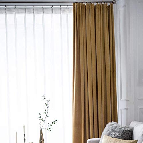 FTFTO Solid Color Full Blackout Curtains Velvet Thermal Insulated Curtain for Living Room Bedroom Drapes Privacy Panels 1 Pc-e W250h270cm(98106inch) (A W350*H270cm(138 * 106inch))