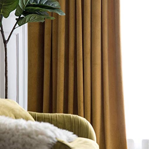 FTFTO Solid Color Full Blackout Curtains Velvet Thermal Insulated Curtain for Living Room Bedroom Drapes Privacy Panels 1 Pc-e W250h270cm(98106inch) (A W350*H270cm(138 * 106inch))