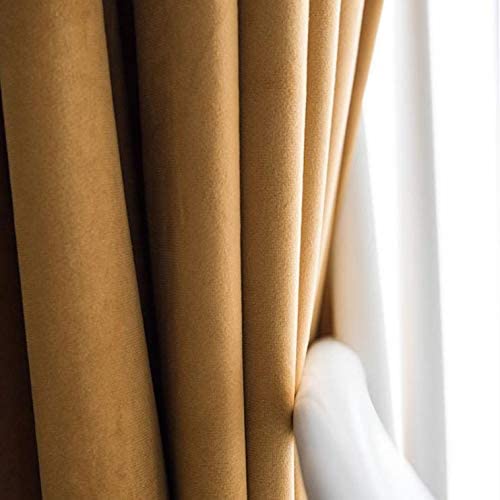 FTFTO Solid Color Full Blackout Curtains Velvet Thermal Insulated Curtain for Living Room Bedroom Drapes Privacy Panels 1 Pc-e W250h270cm(98106inch) (A W350*H270cm(138 * 106inch))