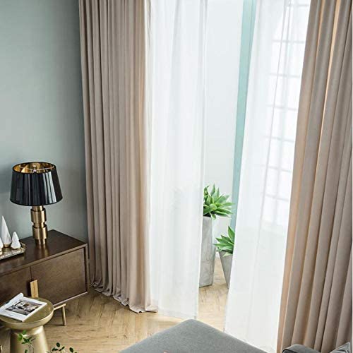 FTFTO Solid Color Full Blackout Curtains Velvet Thermal Insulated Curtain for Living Room Bedroom Drapes Privacy Panels 1 Pc-e W250h270cm(98106inch) (B W250*H270cm(98 * 106inch))