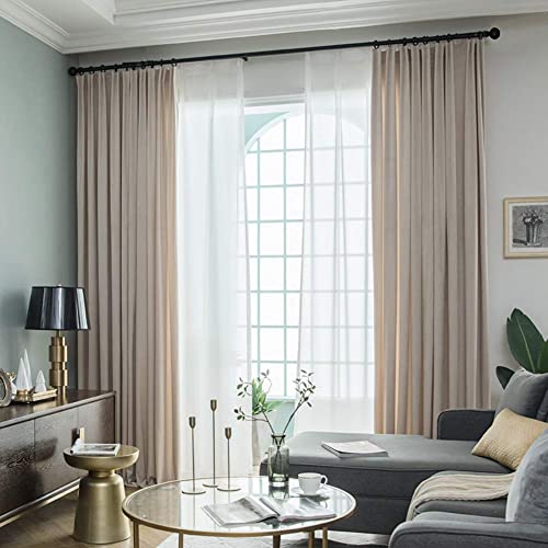 FTFTO Solid Color Full Blackout Curtains Velvet Thermal Insulated Curtain for Living Room Bedroom Drapes Privacy Panels 1 Pc-e W250h270cm(98106inch) (B W250*H270cm(98 * 106inch))