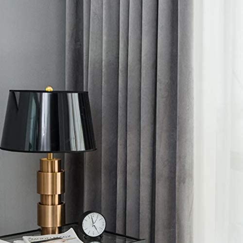 FTFTO Solid Color Full Blackout Curtains Velvet Thermal Insulated Curtain for Living Room Bedroom Drapes Privacy Panels 1 Pc-e W250h270cm(98106inch) (C W250*H270cm(98 * 106inch))