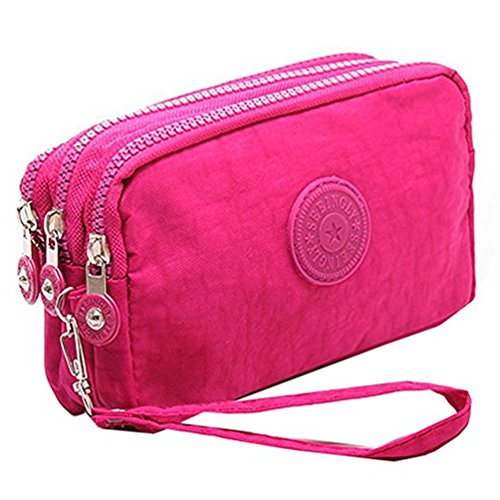 Fueerton - Bolso multiusos con cremallera y 3 apartados para guardar llaves, tarjetas, teléfono y dinero, rosa (b) (Rosa) - Fueerton
