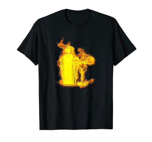 Fuego Juego De Barman Agitador Llamas Bar Bebida Bartender Camiseta