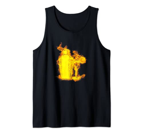 Fuego Juego De Barman Agitador Llamas Bar Bebida Bartender Camiseta sin Mangas