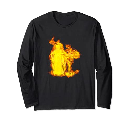 Fuego Juego De Barman Agitador Llamas Bar Bebida Bartender Manga Larga