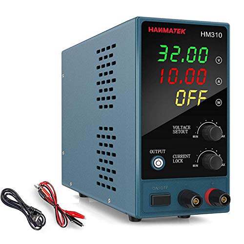 Fuente de alimentación de banco HANMATEK HM310 Fuente de alimentación de laboratorio de conmutación regulada Ajustable desde 30V / 10A Pantalla LED de 4 dígitos