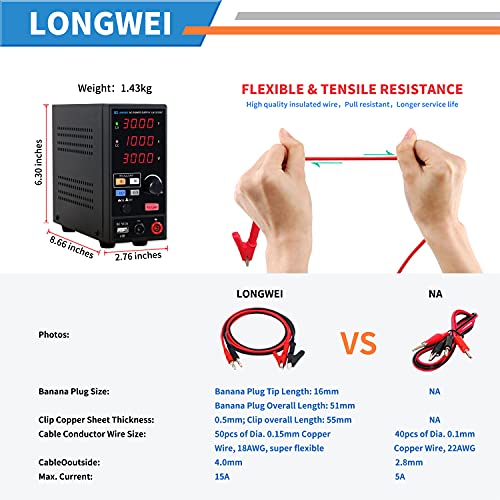 Fuentes de Alimentacion Regulables de Conmutación Ajustable 30V / 10A Variable con Pantalla LED de 4 dígitos/Almacenamiento con software para PC e interfaz 5V/2A USB