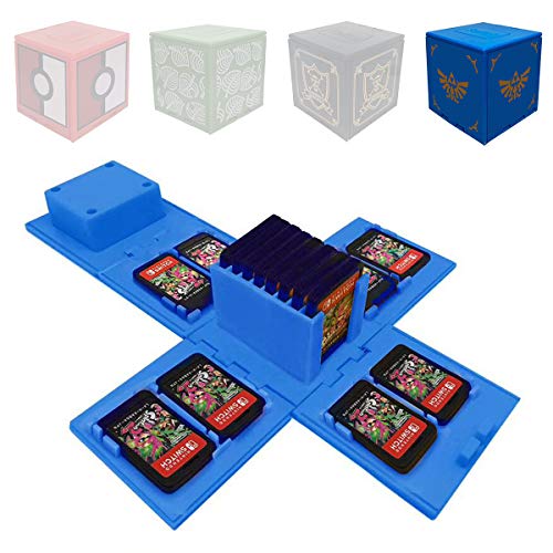 Funda de Juego - Compatible para Nintendo Switch Compatible con hasta 24 Juegos de Nintendo Switch Organizador de Tarjeta de Juego Contenedor de Viaje (Zelda Azul)