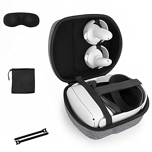 Funda Estuche para Oculus Quest & Oculus Quest 2 & Oculus Quest 2 Elite Strap Auriculares Gafas de Realidad Virtual,Caja Cubrir rígido de EVA Bolso de protección de Viaje Caso Bolsa(Gray)