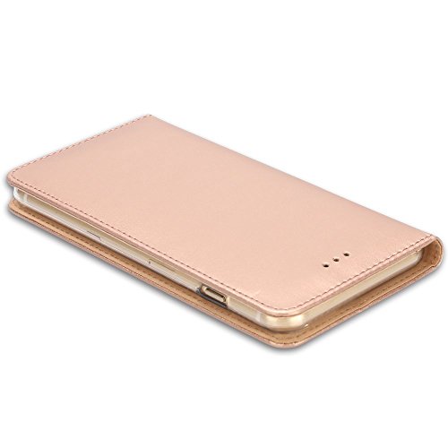 Funda iPhone 6 / 6S, IPHOX Cuero Fundas iPhone [Ranuras para Tarjetas][Cierre Magnético] [Soporte Plegable] [Ultra-Delgado]TPU Parachoques Cover Para Apple iPhone 6S / 6(Rose Gold)