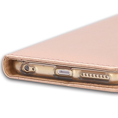Funda iPhone 6 / 6S, IPHOX Cuero Fundas iPhone [Ranuras para Tarjetas][Cierre Magnético] [Soporte Plegable] [Ultra-Delgado]TPU Parachoques Cover Para Apple iPhone 6S / 6(Rose Gold)