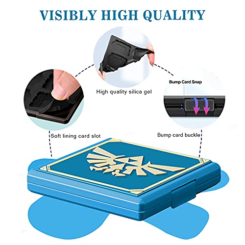 Funda para Juegos Nintendo Switch - 12 Ranuras para Almacenamiento de Tarjetas de Juego y 12 Ranuras para Tarjetas SD,Portátil y Delgado,Estuche para Nintendo Switch Lite NS Juego (Blue Badge)