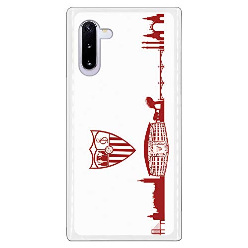 Funda para Samsung Galaxy Note 10 Oficial del Sevilla FC Skyline Rojo para Proteger tu móvil. Carcasa para Samsung de Silicona Flexible con Licencia Oficial de Sevilla FC.